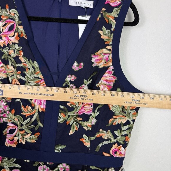 Adelyn Rae Navy Floral Embroidered Fit Flare Dress XL Sleeveless NWT Wedding - Picture 8 of 11